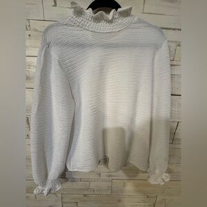 2 for $20-White Ruffled Long Sleeve Top